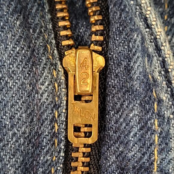 Vintage 70s LEE Whiskered Jeans 35x28 Dark-Wash Talon-Zip - Picture 3 of 16